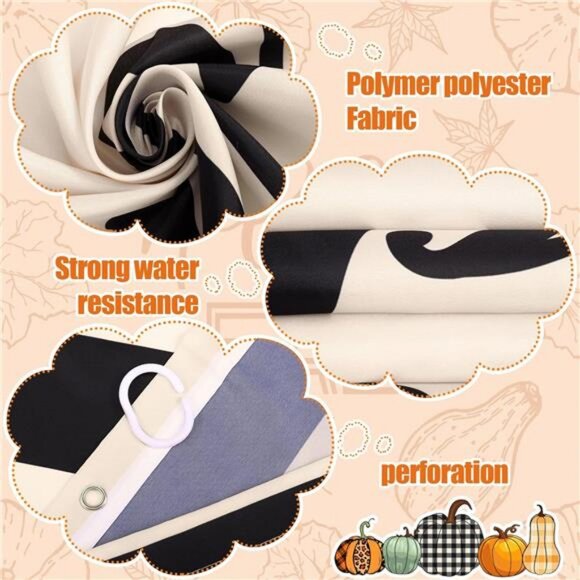 Preboun 4 Pcs Fall Pumpkin Shower Curtain Set 72" Autumn‎ Farmhouse Bathroom - Picture 5 of 8